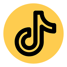 Schwarzes TikTok-Logo auf gelbem Hintergrund
