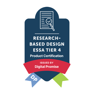 Digital Promise ESSA Tier 4 certification badge for research-based product design.