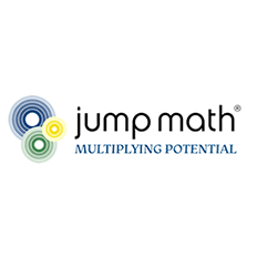 Logo for 'Jump Math' with circular motifs and the tagline 'Multiplying Potential'